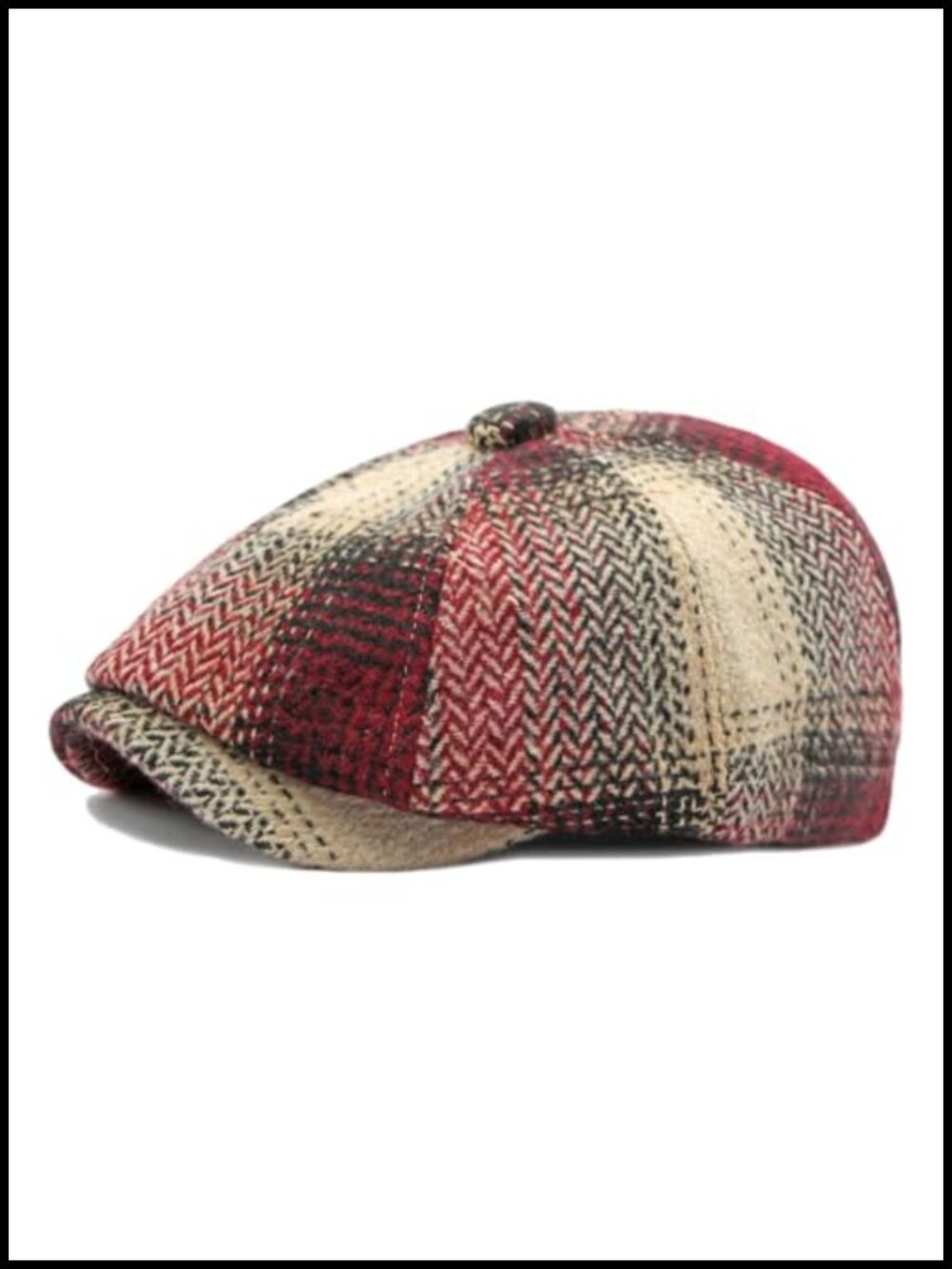 Men's Classic Newsboy Flat Cap Gatsby Ivy Cabbie Herringbone Hat